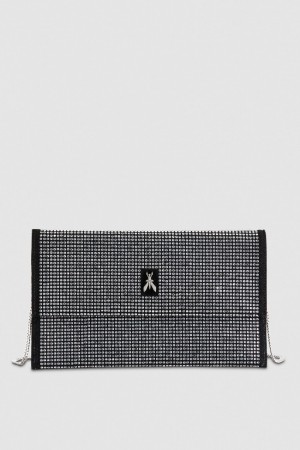 Patrizia Pepe Clutch Bag With Rhinestones And Shoulder Strap Fekete | MXCNT2047