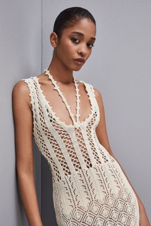 Patrizia Pepe Crochet-effect Dress Made Of Recycled Nylon Fehér | VYQFP0812