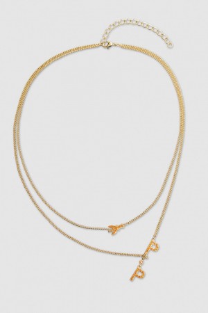 Patrizia Pepe Double Chain Brass Necklace Narancssárga | VTJSW6193