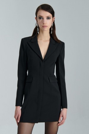 Patrizia Pepe Essential Crepe Dress Jacket Fekete | NASHP5902