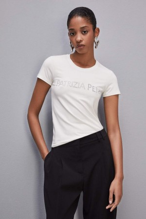 Patrizia Pepe Essential T-shirt Fehér | NBEJP6248