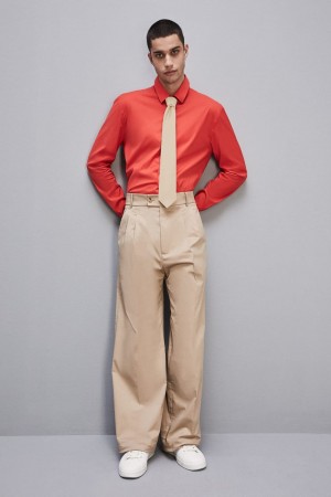 Patrizia Pepe Fitted Shirt Without Pleats In Viscose Twill Piros | NKQAE0458