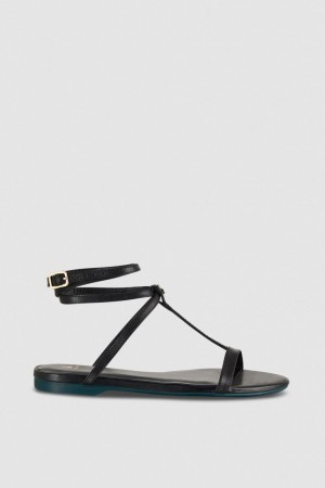 Patrizia Pepe Flat Sandals With Ankle Strap Fekete | UVAMT3071