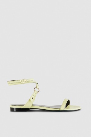 Patrizia Pepe Flat Smooth Leather Sandals Sárga | FIWSV9165