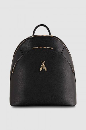 Patrizia Pepe Fly Leather Backpack With Double Pocket Fekete | QDRSB7530