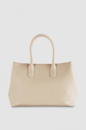 Patrizia Pepe Fly Leather Shopping Bag With Shoulder Strap Bézs | WHECY4869