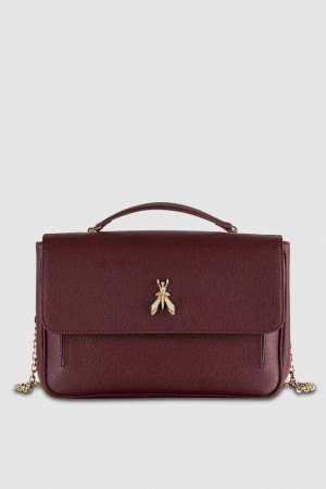 Patrizia Pepe Fly Leather Shoulder Bag With Chain Lila | PYHJC3841