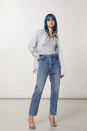 Patrizia Pepe High Waist Denim Pants Kék | JWXVC9235