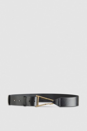 Patrizia Pepe High-waisted Leather Belt Fekete | GHZAO2835