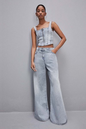 Patrizia Pepe Low Rise Oversized Denim Jeans Világos Kék | WQVSG5821