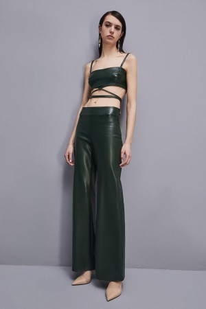 Patrizia Pepe Low-waisted Palazzo Fit Pants Zöld | XMOKN8547