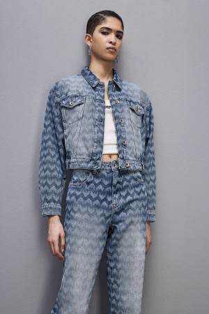 Patrizia Pepe Monogram Denim Jacket Kék | BCHFL1705