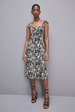 Patrizia Pepe Patterned Jersey Midi Dress Fehér | GBALE2719