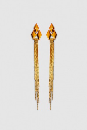 Patrizia Pepe Pendant Earrings With Micro Fly Links And Metal Fringing Narancssárga | MQHAP3728