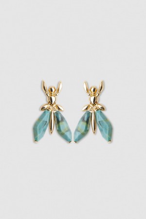 Patrizia Pepe Precious Fly Earrings With Stones Zöld | WTOEZ3502