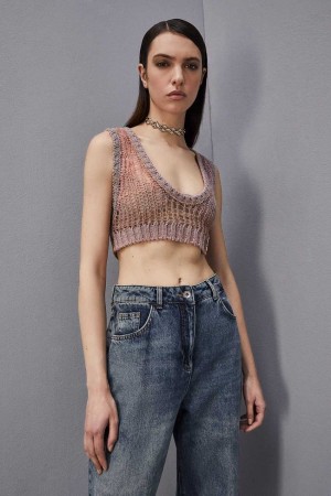 Patrizia Pepe Sleeveless Cropped Top Lila | CEMGA5380