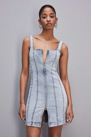 Patrizia Pepe Sleeveless Denim Mini Dress Világos Kék | WNXHV3691