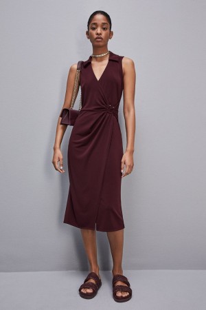 Patrizia Pepe Sleeveless Midi Jersey Dress Lila | YWEPV4089