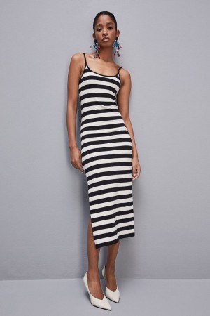 Patrizia Pepe Slim Jersey Dress With Cotton Straps Fehér | ASLPR2076