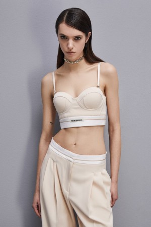 Patrizia Pepe Tailored Bustier With Belt Bézs | KIXTD4870