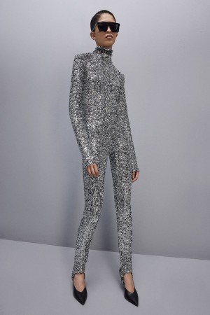 Patrizia Pepe ﻿turtleneck Sequined Jumpsuit Szürke | MUEDZ0437