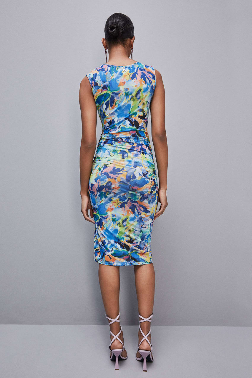 Patrizia Pepe Arty Splash Print Dress In Recycled Polyester Színes | TCXLH8593