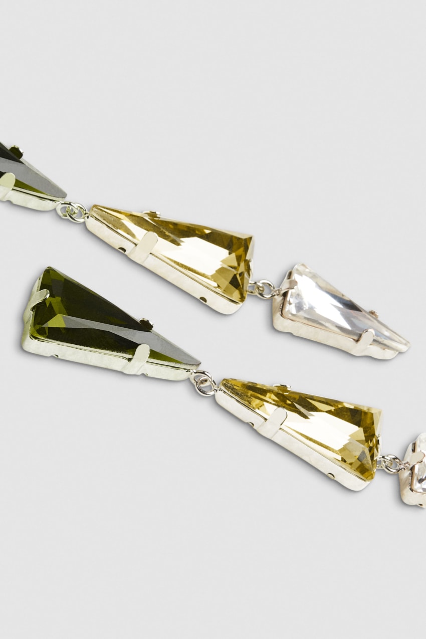 Patrizia Pepe Brass Earrings With Rhinestones Zöld | TLCEW2047