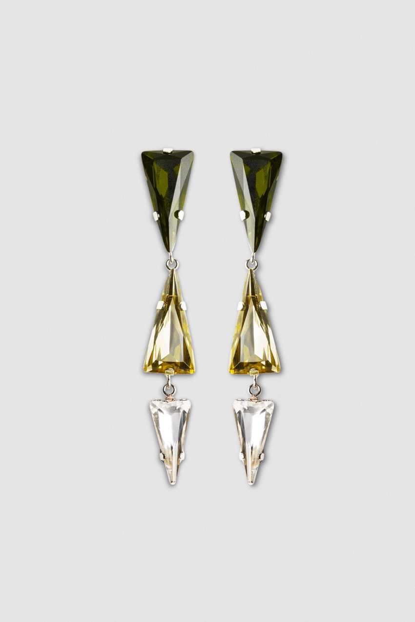 Patrizia Pepe Brass Earrings With Rhinestones Zöld | TLCEW2047