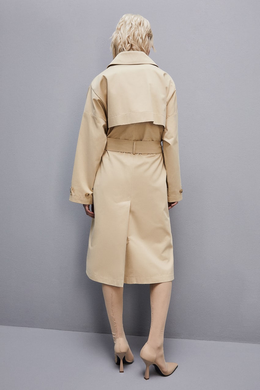 Patrizia Pepe Cotton Over Trench Coat Bézs | LUXDA3568