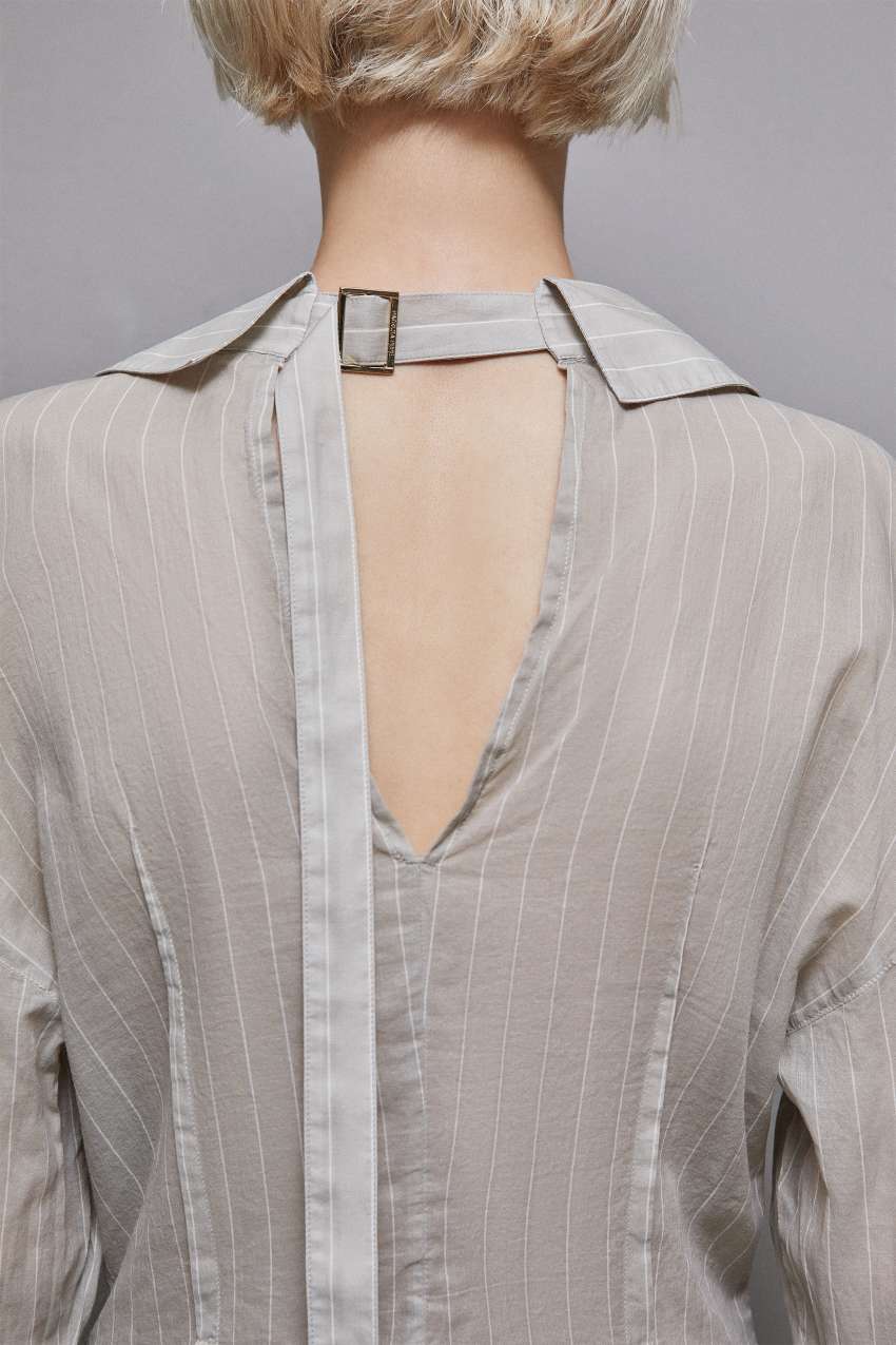 Patrizia Pepe Cotton Pinstripe Shirt Szürke | WQMXD4918