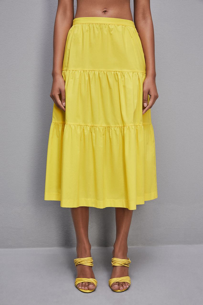 Patrizia Pepe Cotton Poplin Midi Skirt Sárga | TPKQO7340