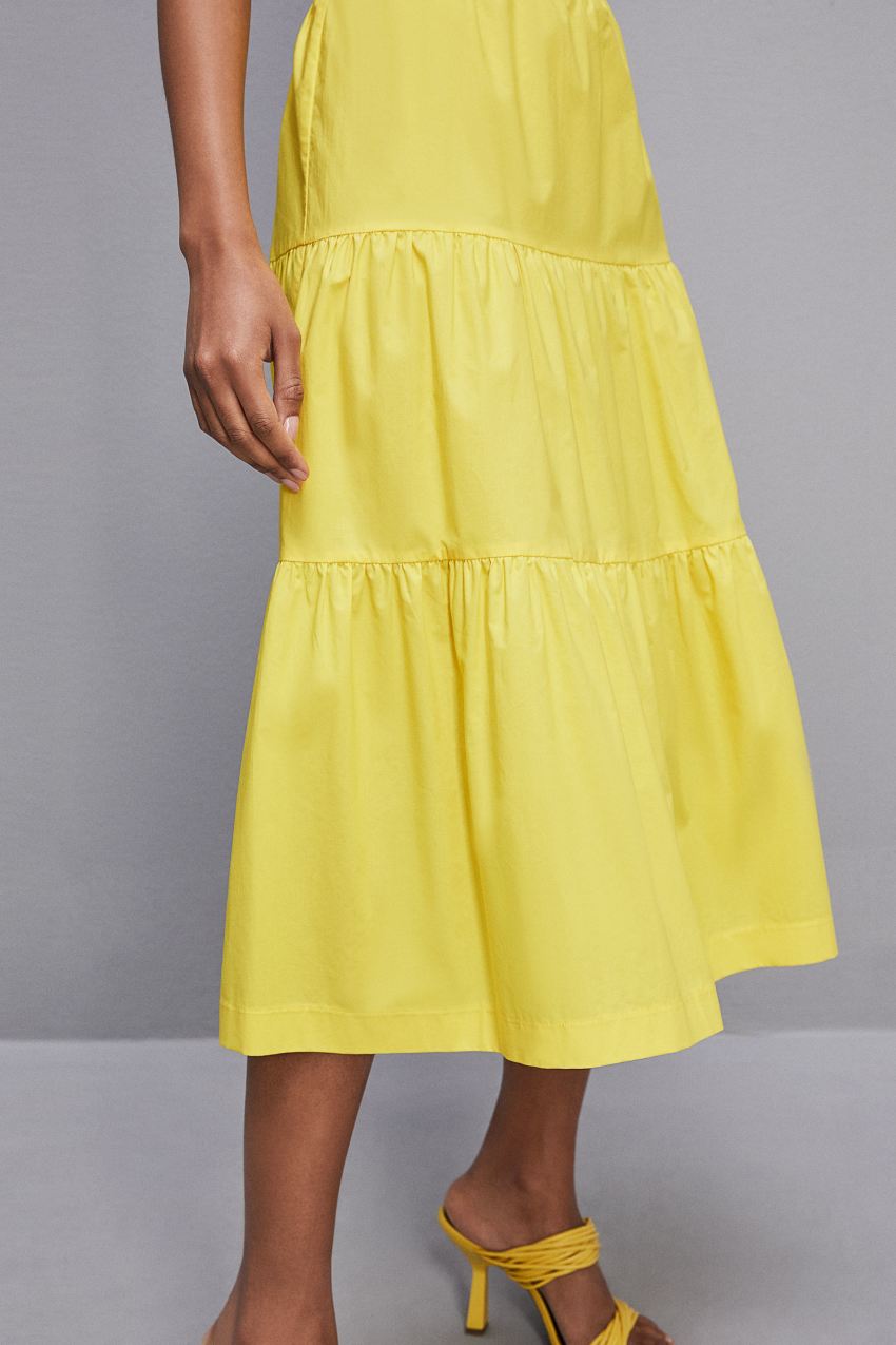 Patrizia Pepe Cotton Poplin Midi Skirt Sárga | TPKQO7340