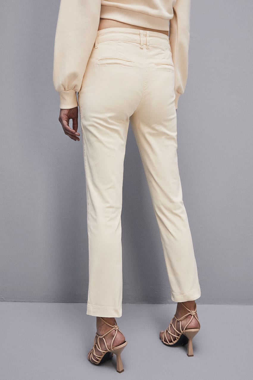 Patrizia Pepe Cotton Satin Chino Pants Bézs | WLIXY1034