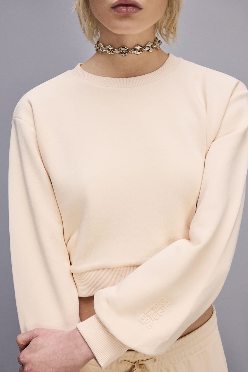 Patrizia Pepe Cotton Sweatshirt With Print Bézs | HUVFD4189