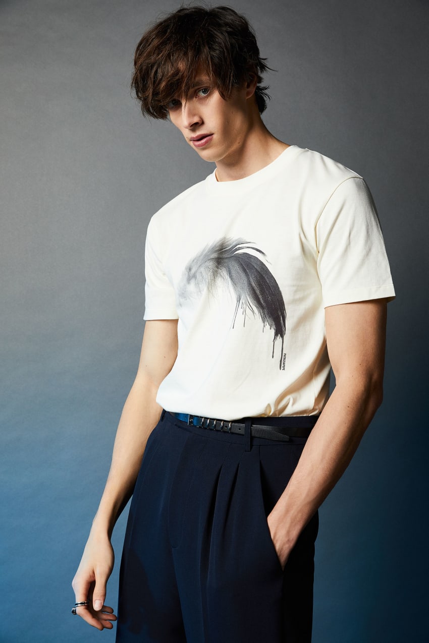 Patrizia Pepe Cotton T-shirt With Feather Print Fehér | KIARX4580