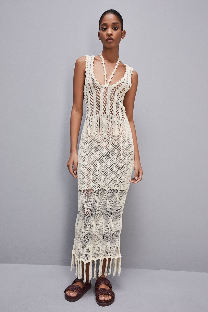 Patrizia Pepe Crochet-effect Dress Made Of Recycled Nylon Fehér | VYQFP0812