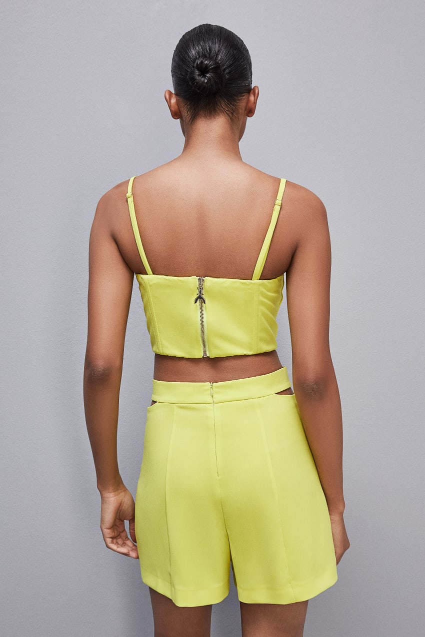 Patrizia Pepe Cut-out Bustier Top In Sablé Crepe Fabric Sárga | SBFDT3217