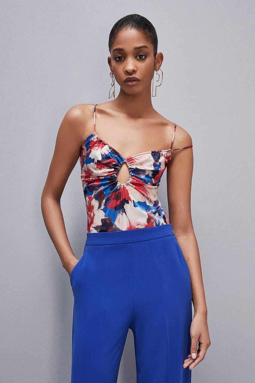 Patrizia Pepe Cut-out Top With Straps In Viscose Satin Színes | PRYGZ2647