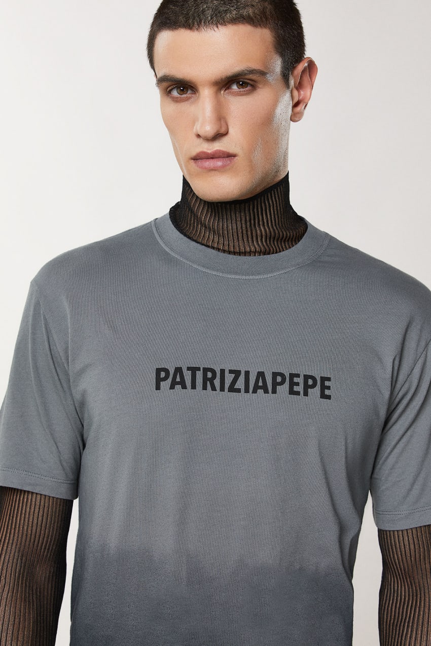 Patrizia Pepe Degradé Cotton T-shirt Szürke | QBUXC0642