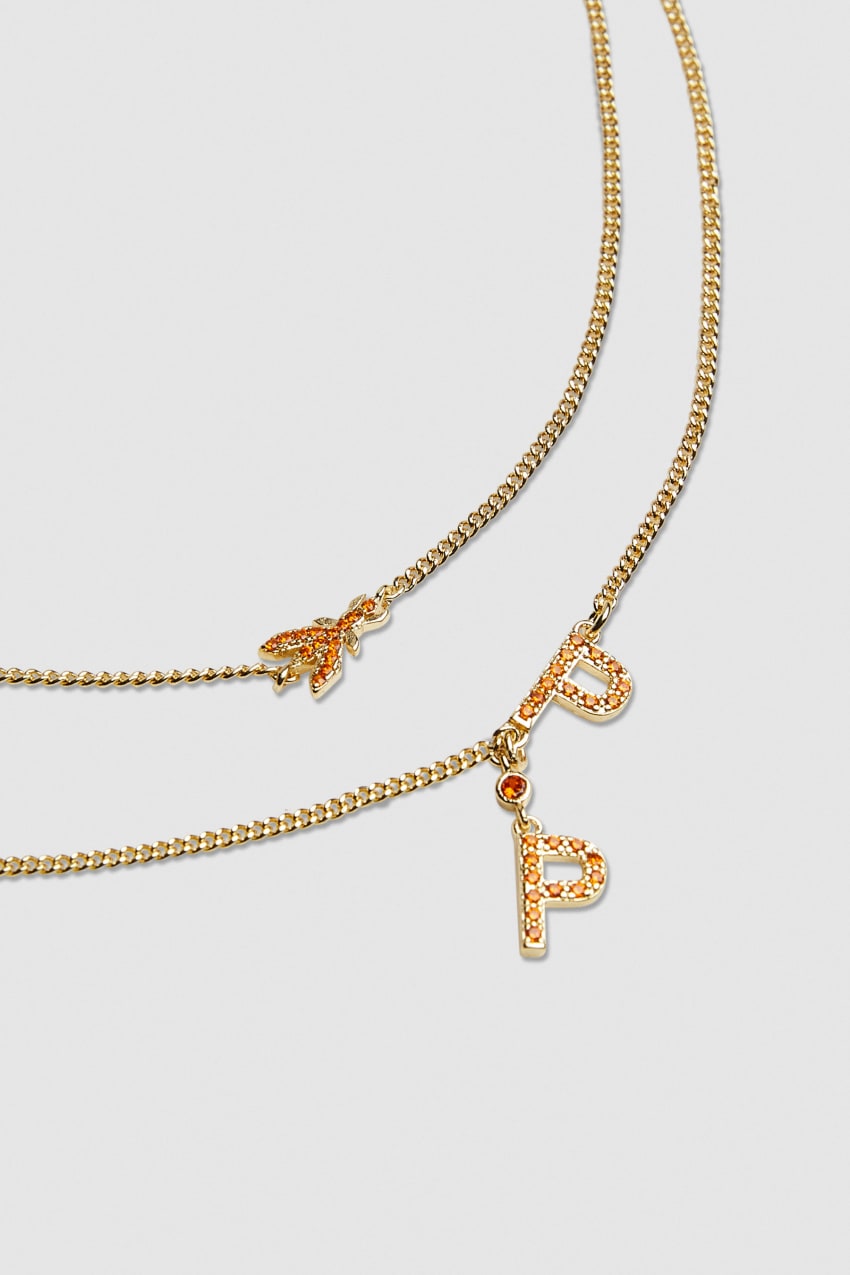 Patrizia Pepe Double Chain Brass Necklace Narancssárga | VTJSW6193