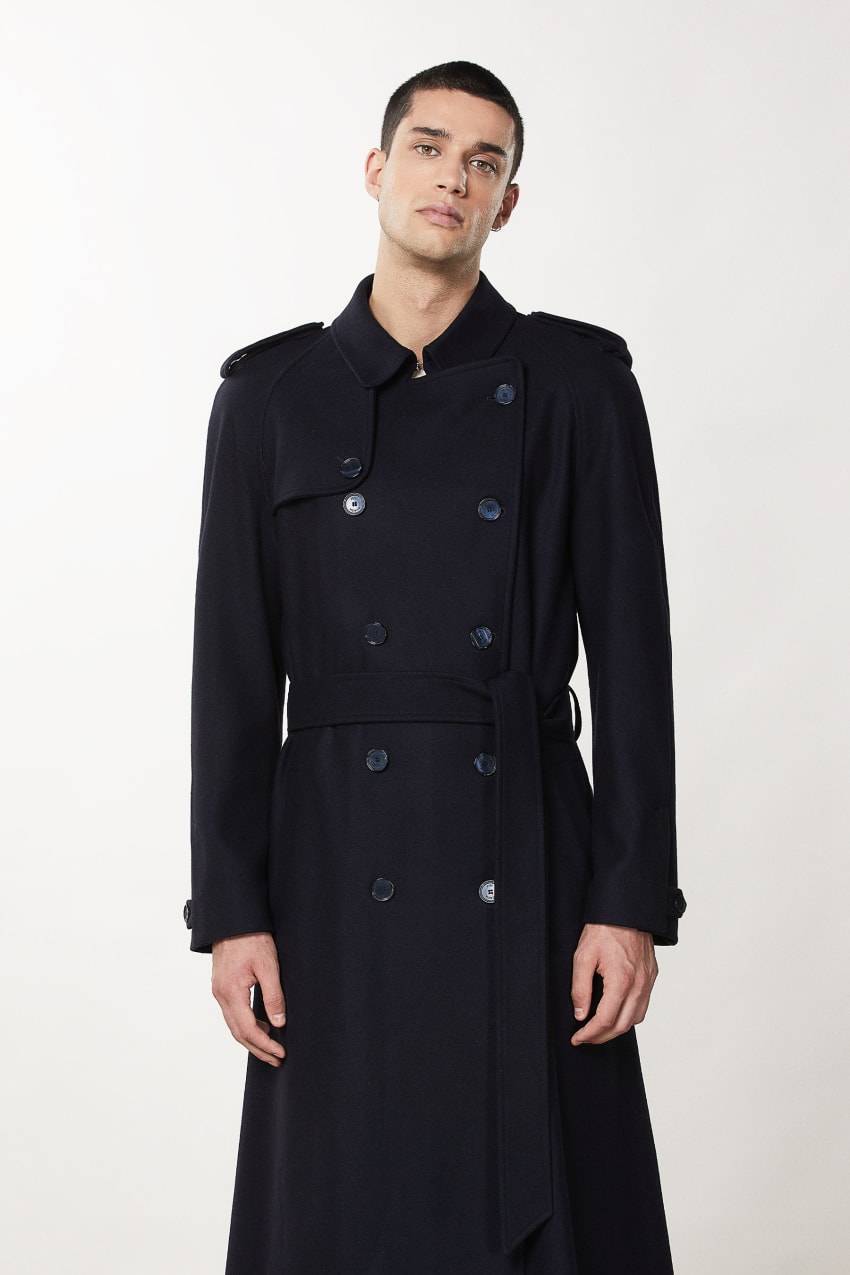 Patrizia Pepe Double-breasted Wool-blend Trench Coat Kék | WQTEH5041