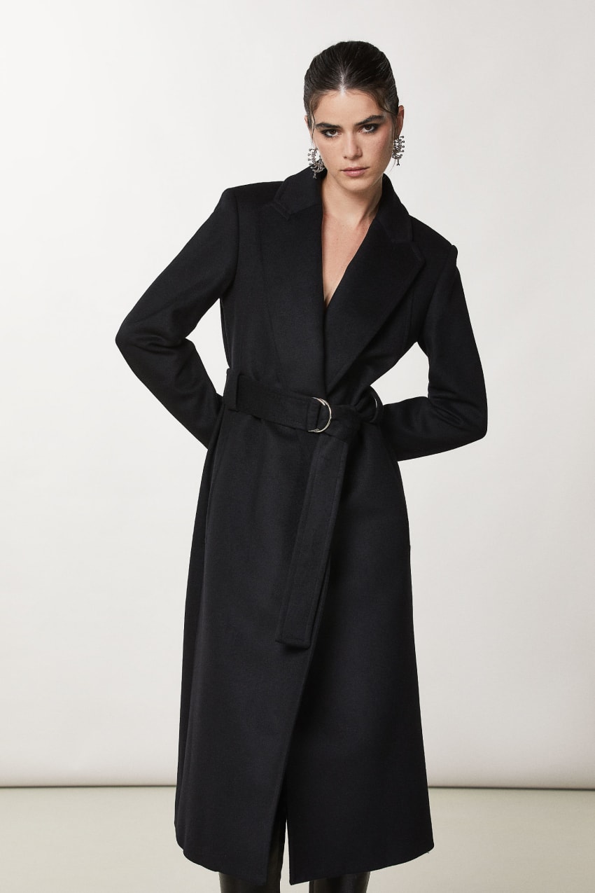 Patrizia Pepe Essential Coat With Belt Fekete | NCWSL9246