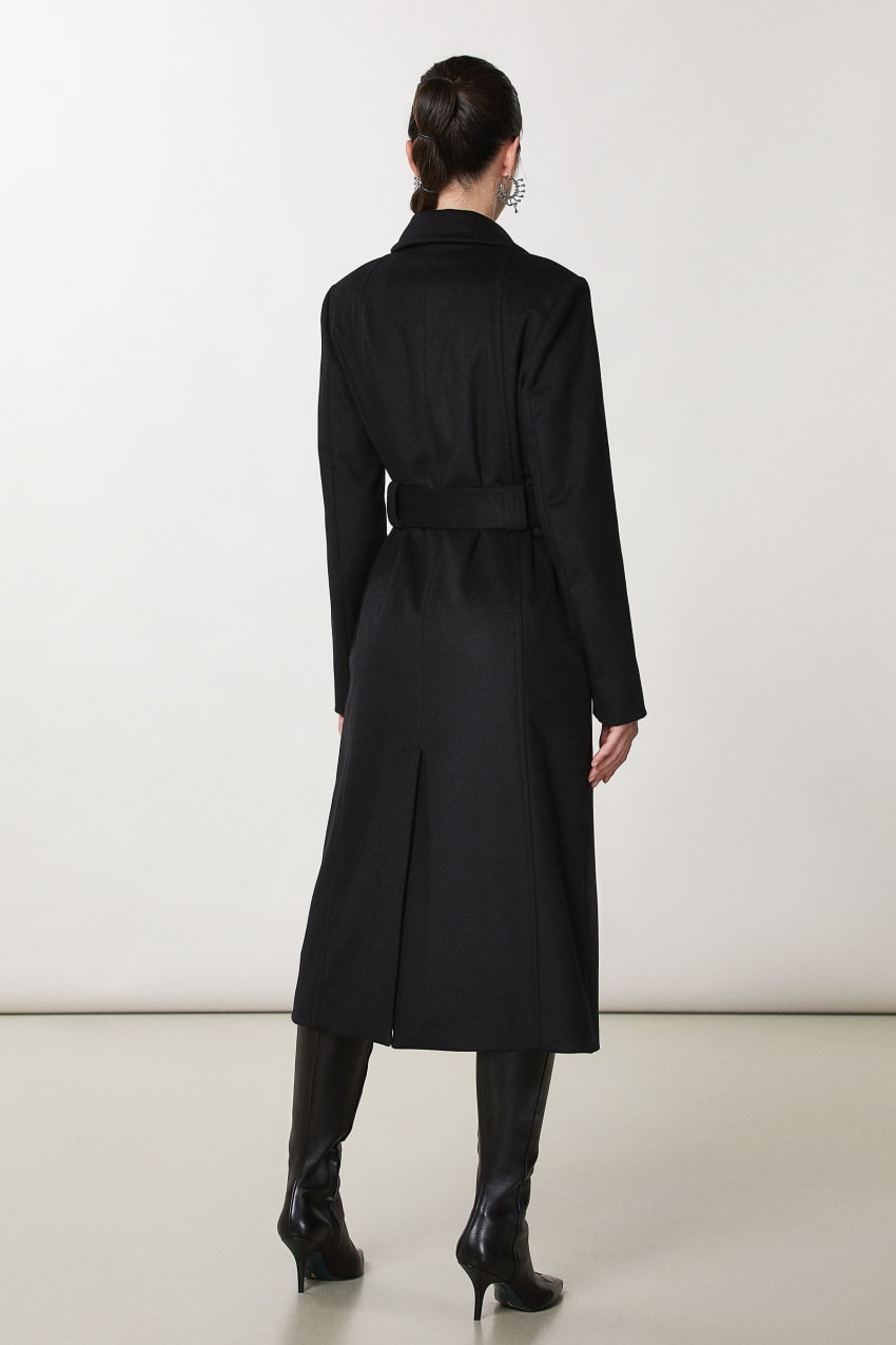 Patrizia Pepe Essential Coat With Belt Fekete | NCWSL9246