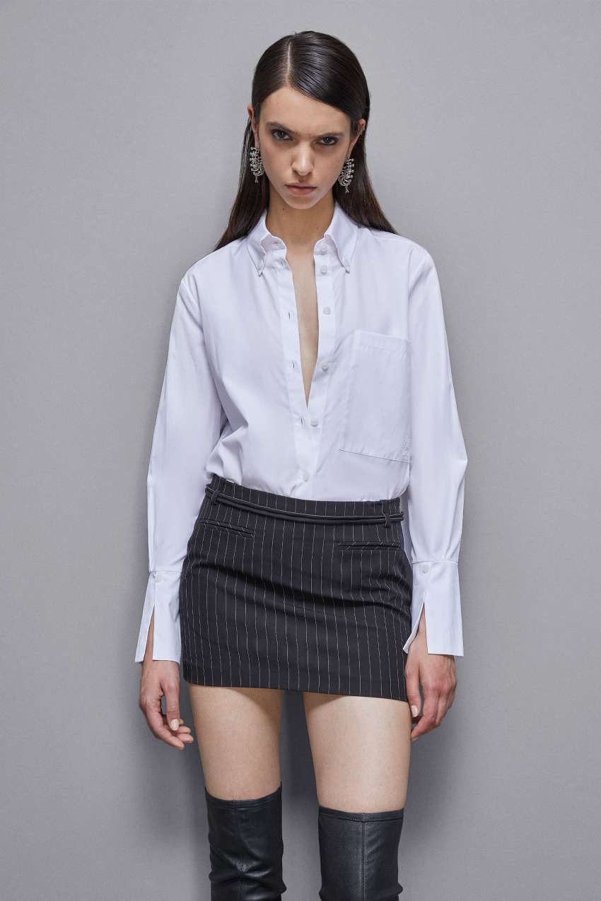 Patrizia Pepe Essential Cotton Shirt With Pocket Fehér | UADFJ6895