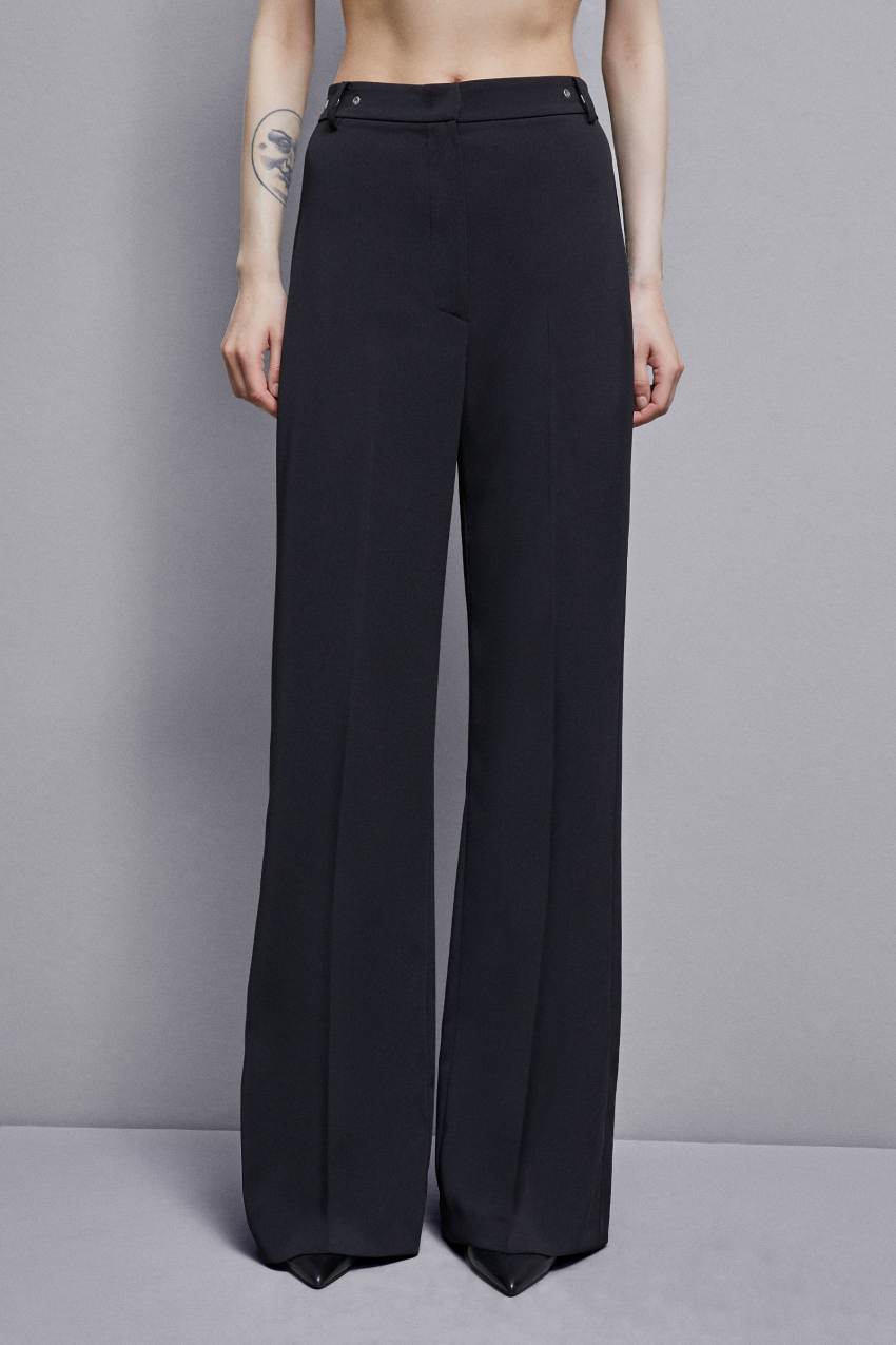 Patrizia Pepe Essential Crepe Palazzo-fit Pants Fekete | OABRZ9452