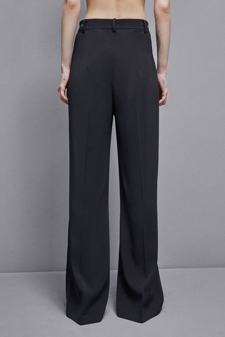 Patrizia Pepe Essential Crepe Palazzo-fit Pants Fekete | OABRZ9452