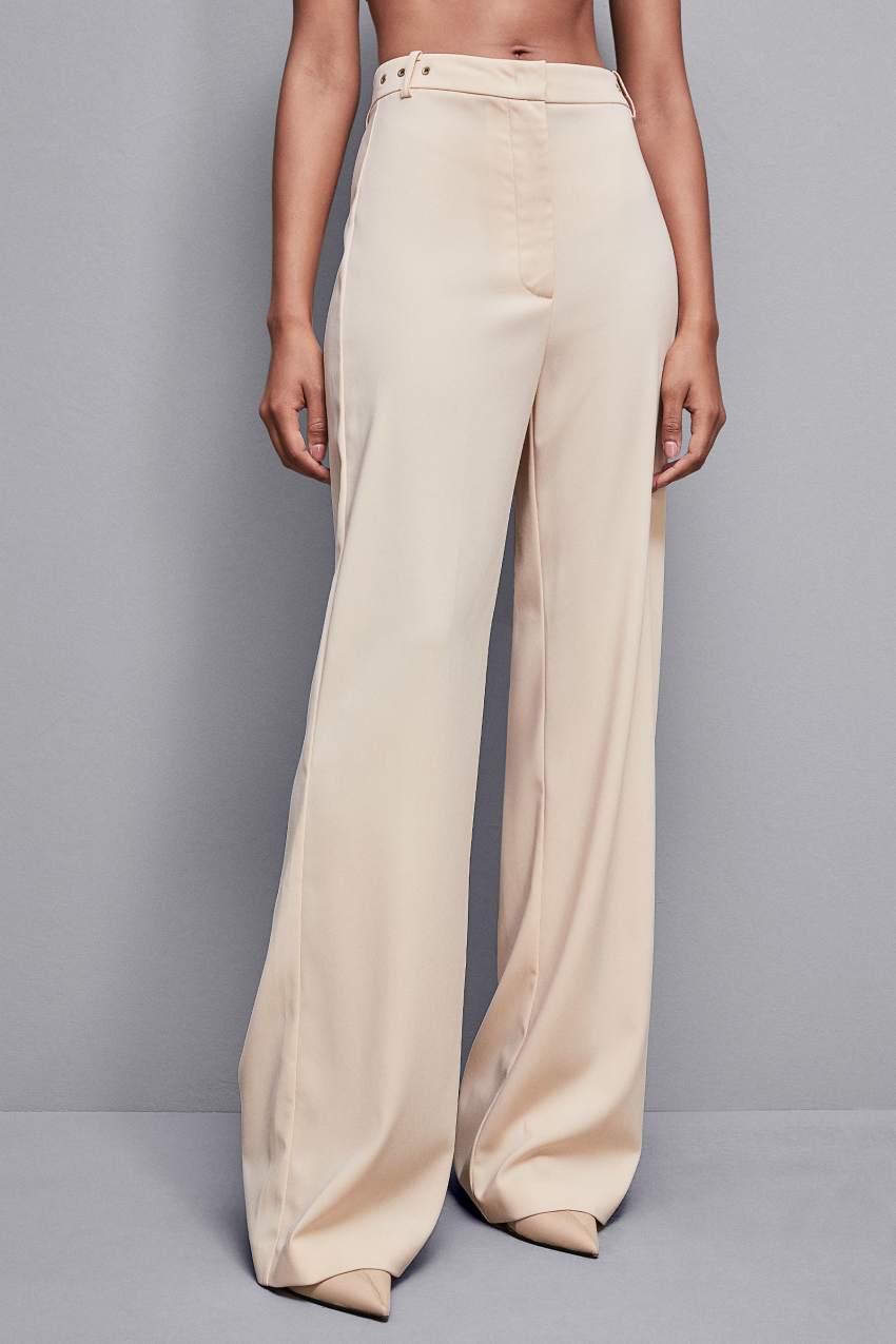 Patrizia Pepe Essential Crepe Palazzo-fit Pants Bézs | SYVAT6938