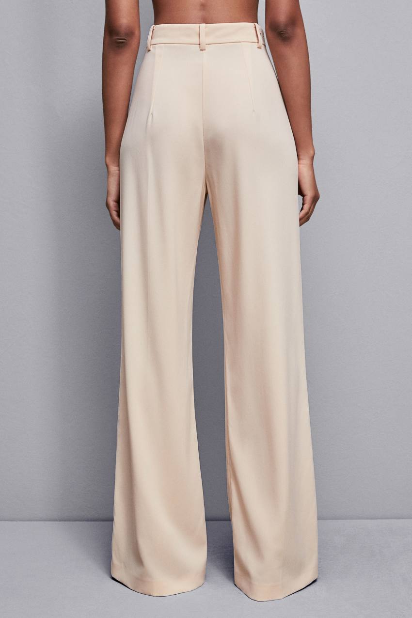 Patrizia Pepe Essential Crepe Palazzo-fit Pants Bézs | SYVAT6938