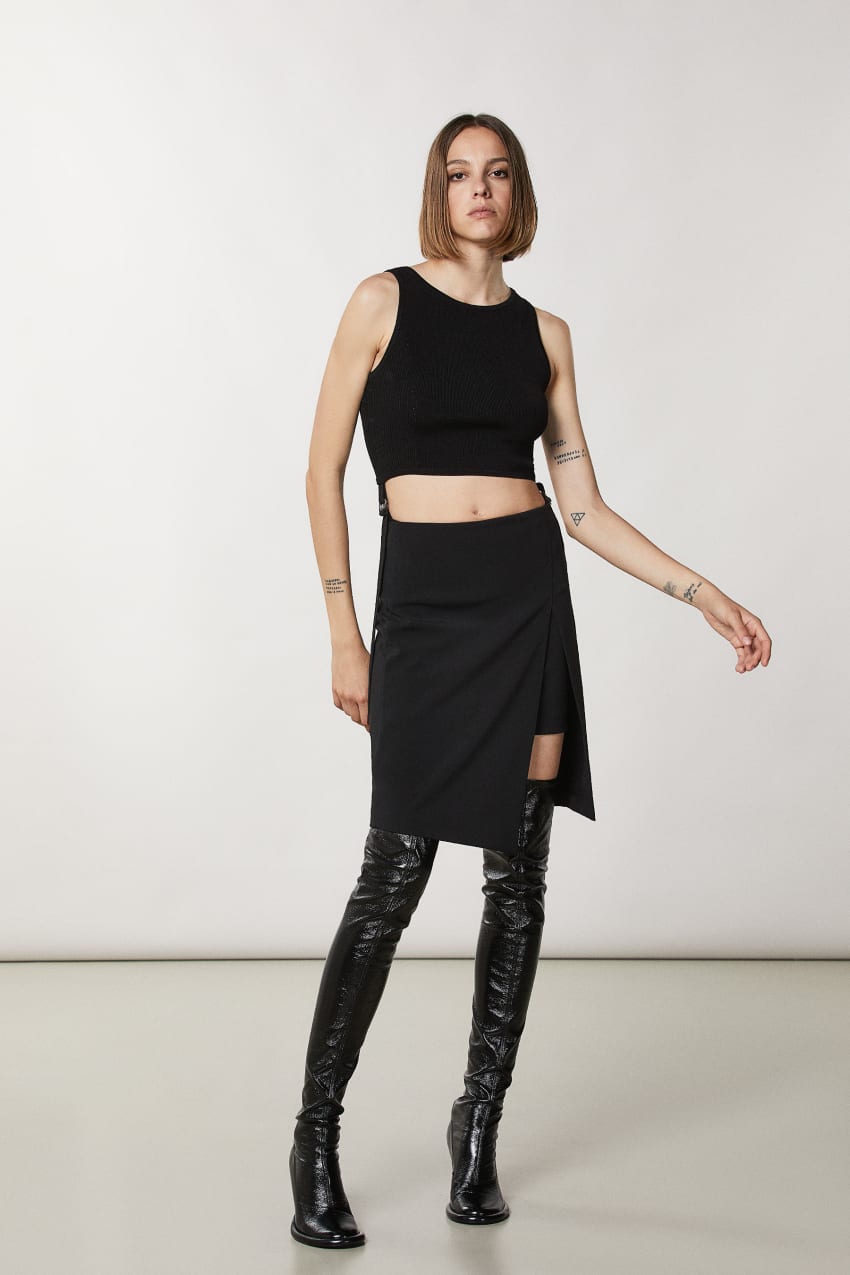 Patrizia Pepe Essential Crepe Pencil Skirt Fekete | UMCYL1593