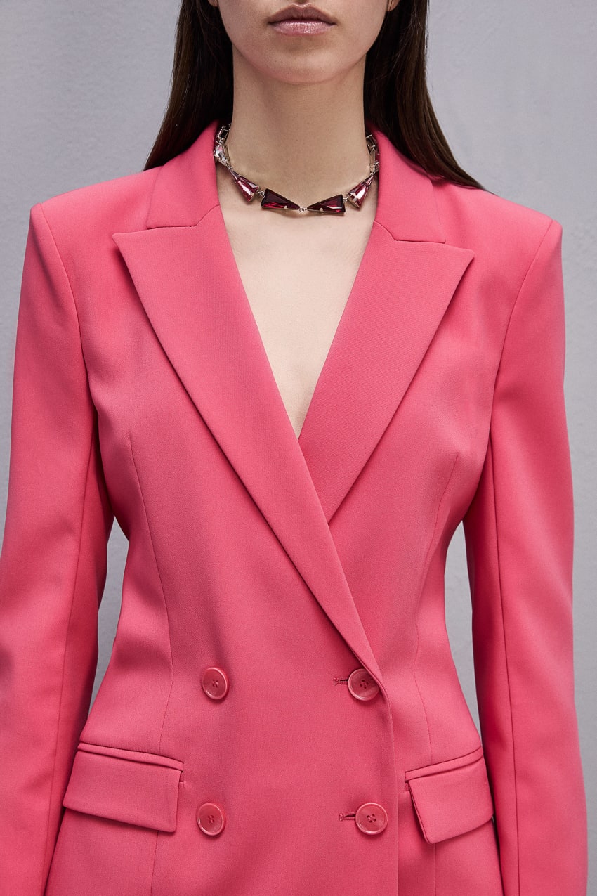 Patrizia Pepe Essential Double-breasted Suit Jacket Rózsaszín | CMISA3401